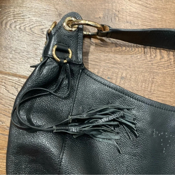 PRADA Leather Boho Half Moon Gold Metal Hardware and Zipper Tassel Shoulder Bag - Picture 4 of 15